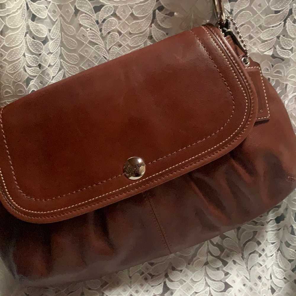 Coach walnut leather handbag